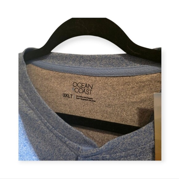 Ocean + Coast Jasper Short Sleeve Henley in Bluetifil 3XLT - Picture 3 of 5